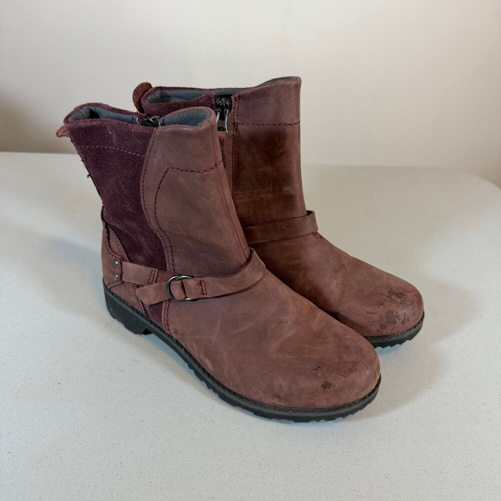 Eddie Bauer Covey Dark Red Leather Suede Ankle Boot Womens 6.5 Gorpcore